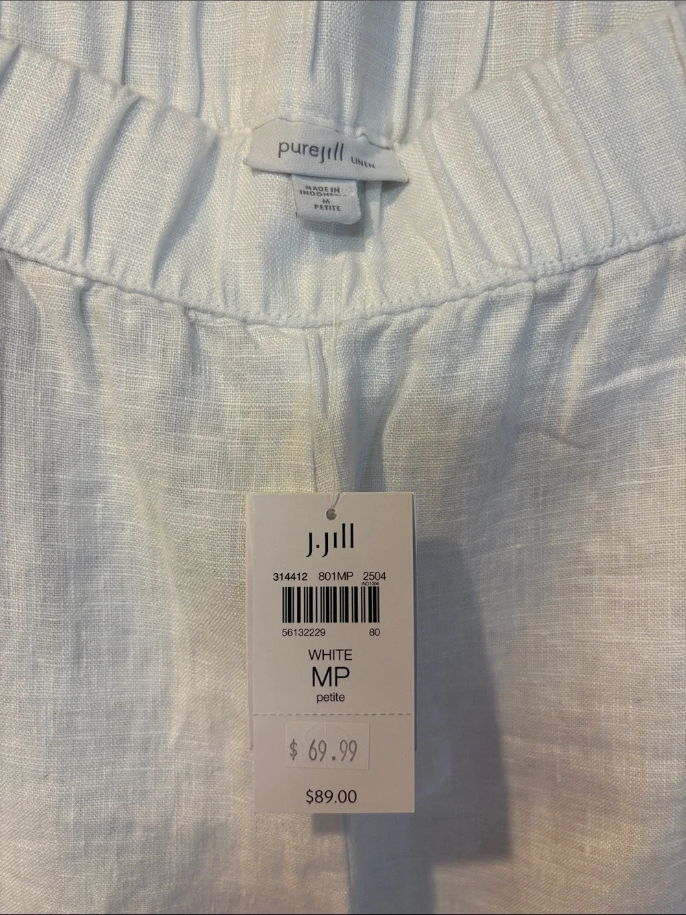 Women’s J. Jill White Pull-On Linen Blend Pants - Picture 2 of 3